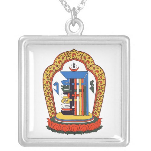 Kalachakra Mantra Tibetan Buddhist Silver Plated Necklace