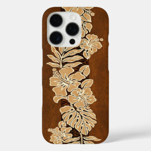 Kalaheo Hawaiian Hibiscus Tapa Faux Koa Wood iPhone 16 Pro Case