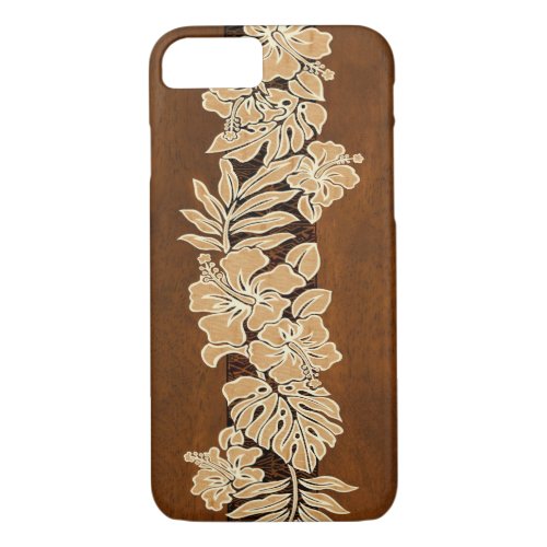 Kalaheo Hawaiian Hibiscus Tapa Faux Wood iPhone 87 Case