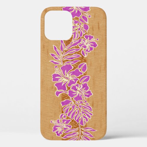 Kalaheo Hawaiian Hibiscus Tapa Faux Wood  iPhone 12 Pro Case