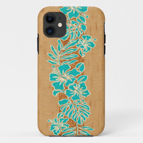 Kalaheo Hawaiian Hibiscus Tapa Faux Wood iPhone 5 iPhone 11 Case