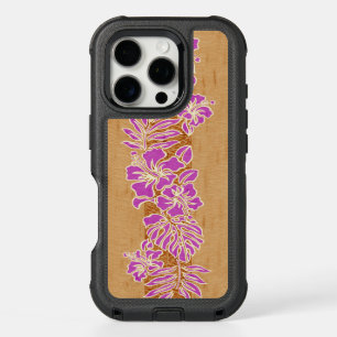 Kalaheo Hawaiian Hibiscus Tapa Faux Wood iPhone 16 Pro Case
