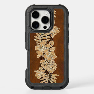 Kalaheo Hawaiian Hibiscus Tapa Faux Wood iPhone 16 Pro Case