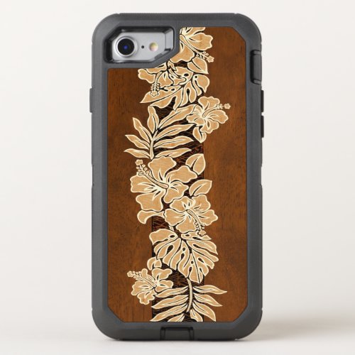 Kalaheo Hawaiian Hibiscus Tapa Faux Wood OtterBox Defender iPhone SE87 Case