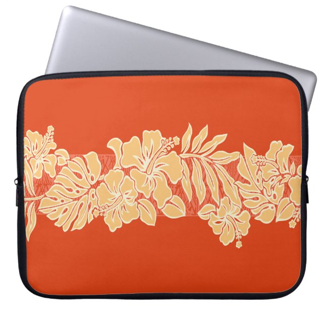 Kalaheo Hawaiian Hibiscus Tapa Laptop Wetsuit Bag (Front)