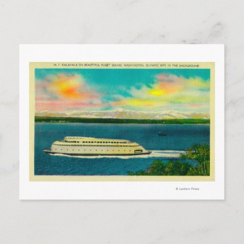 Kalakala Ferry Puget Sound Olympic Mountains Postcard