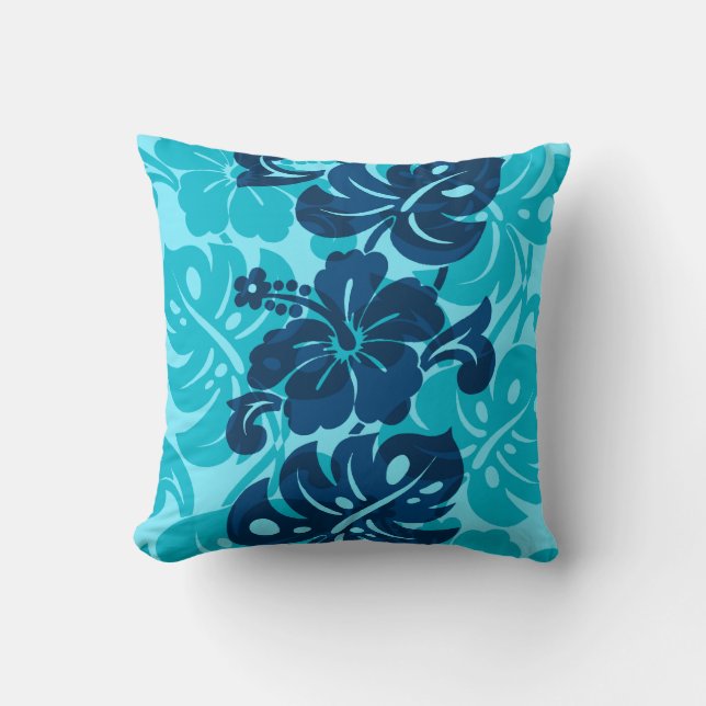 Kalakaua Border Hawaiian Hibiscus Pillows (Front)