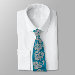 Kalakaua Border Hawaiian Hibiscus Two-side Printed Neck Tie