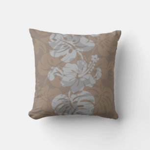 Kalakaua Hawaiian Hibiscus Border KL302 Throw Pillow