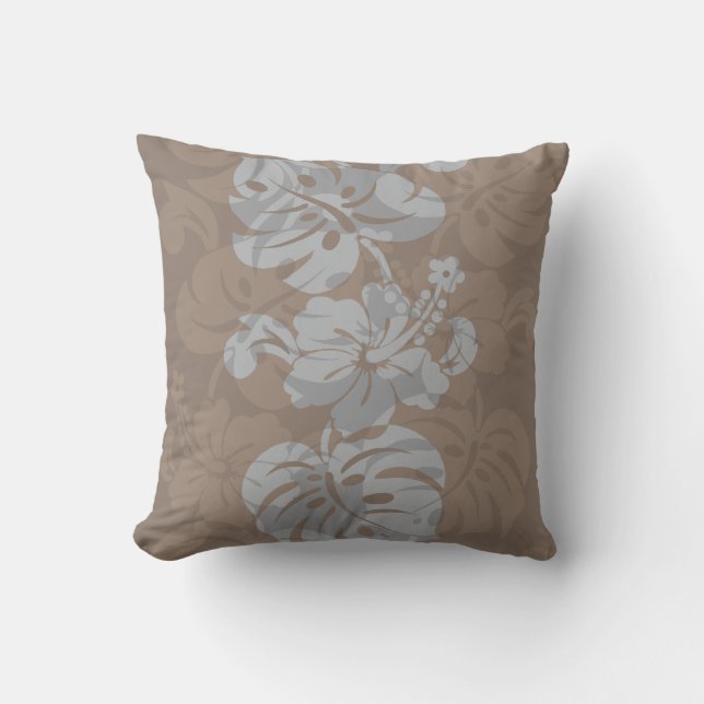 Kalakaua Hawaiian Hibiscus Border KL302 Throw Pillow (Front)