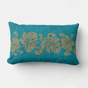 Kalakaua Hawaiian Hibiscus Border KL303 Lumbar Pillow