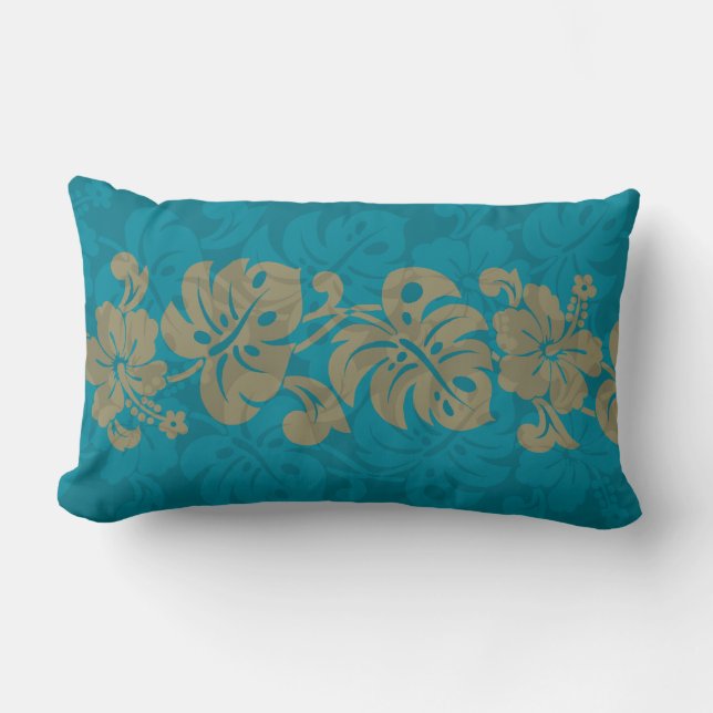 Kalakaua Hawaiian Hibiscus Border KL303 Lumbar Pillow (Front)