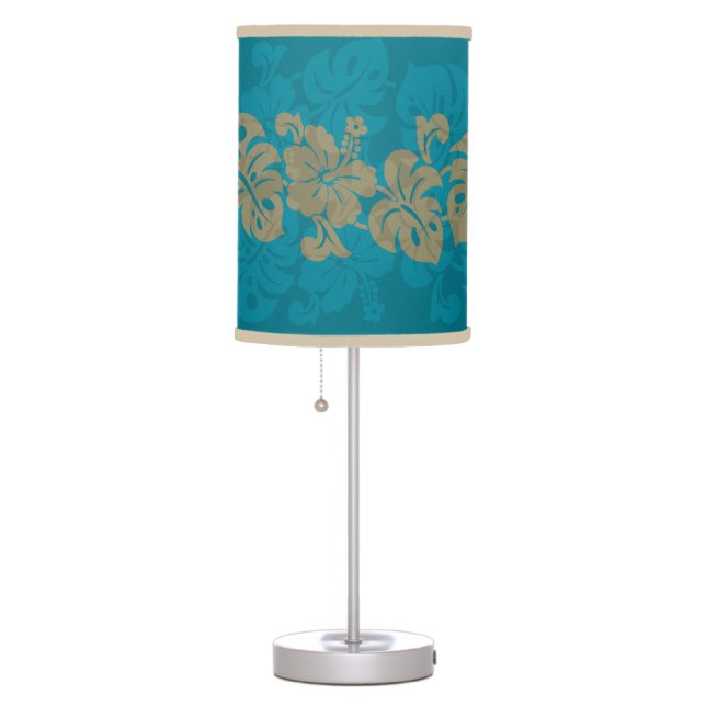 Kalakaua Hawaiian Hibiscus Border KL303 Table Lamp (Right)