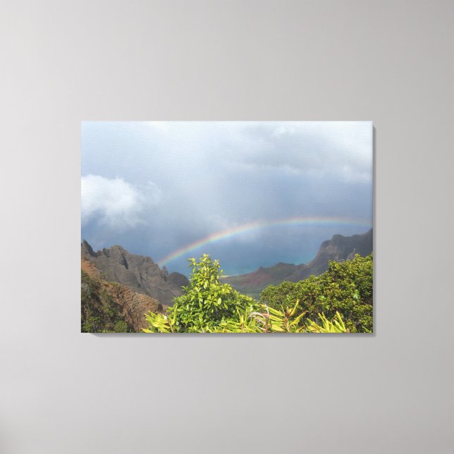 Kalalau Rainbow Stretched Canvas Print (Front)