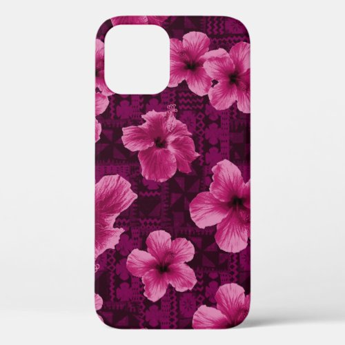 Kalalau Tapa Tropical Hawaiian Pink Hibiscus  iPhone 12 Pro Case