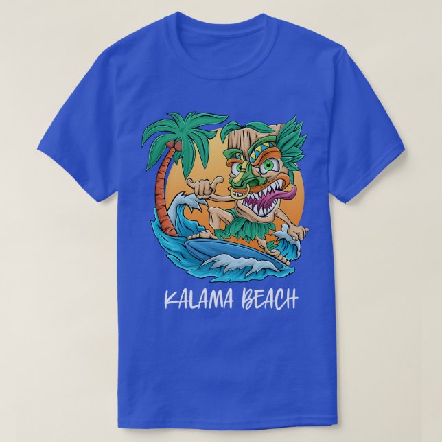 Kalama Beach Hawaii Palm Tree Surfing Beach Vacati T-Shirt (Design Front)