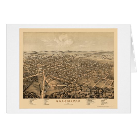 Kalamazoo, MI Panoramic Map - 1874 Cards (Front Horizontal)