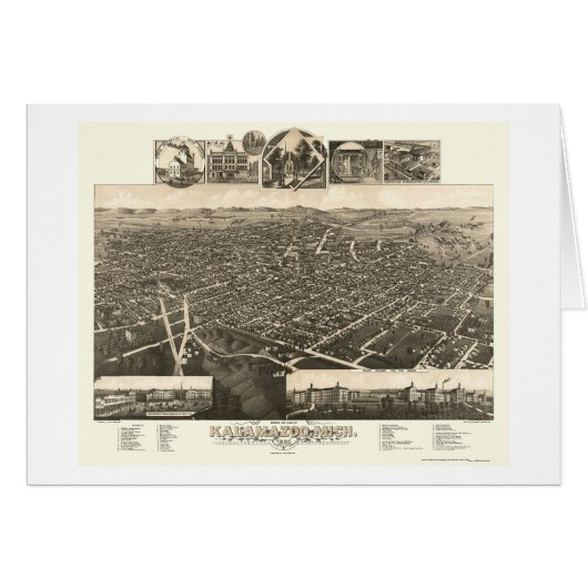 Kalamazoo, MI Panoramic Map - 1883 Cards (Front Horizontal)