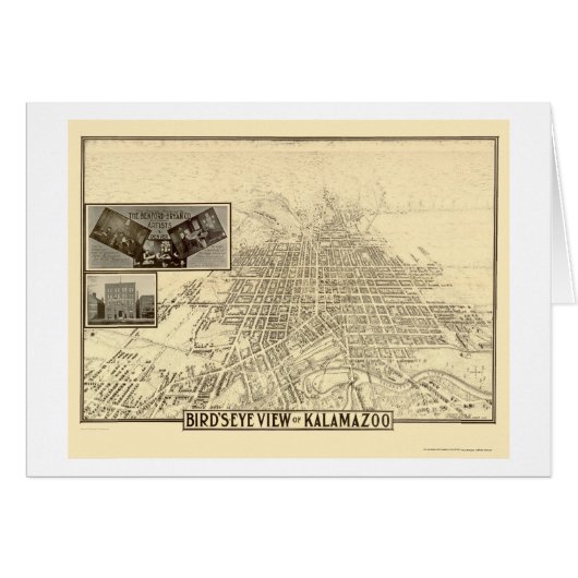 Kalamazoo, MI Panoramic Map - 1908 Cards (Front Horizontal)
