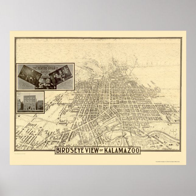 Kalamazoo, MI Panoramic Map - 1908 Poster (Front)