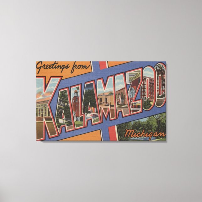 Kalamazoo, Michigan - Large Letter Scenes Canvas Print (Front)