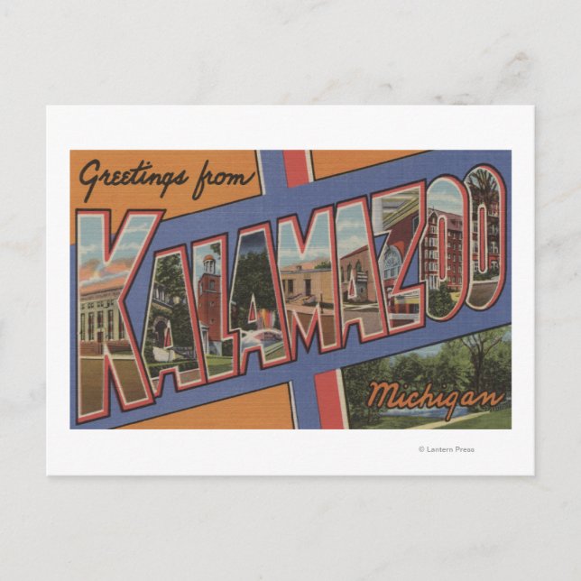 Kalamazoo, Michigan - Large Letter Scenes Postcard (Front)