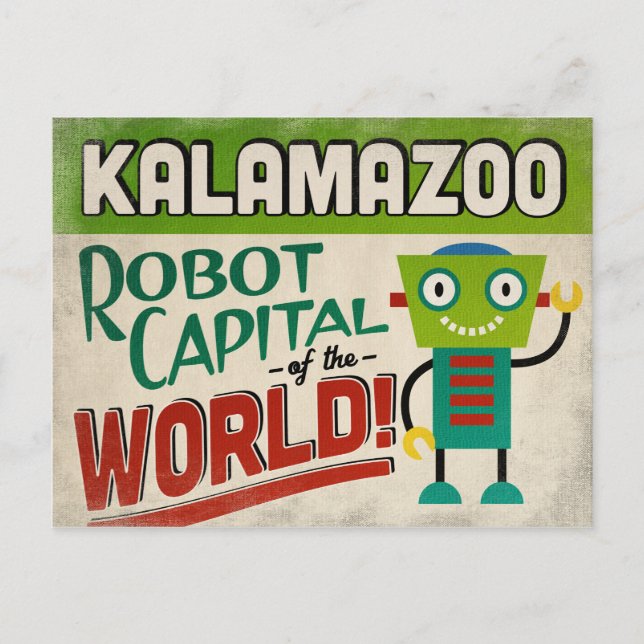 Kalamazoo Michigan Robot - Funny Vintage Postcard (Front)