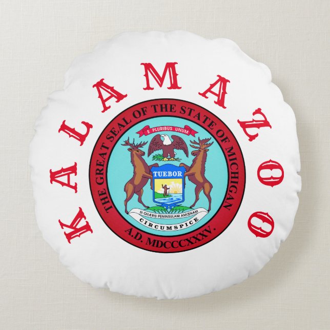 Kalamazoo, Michigan Round Pillow (Front)