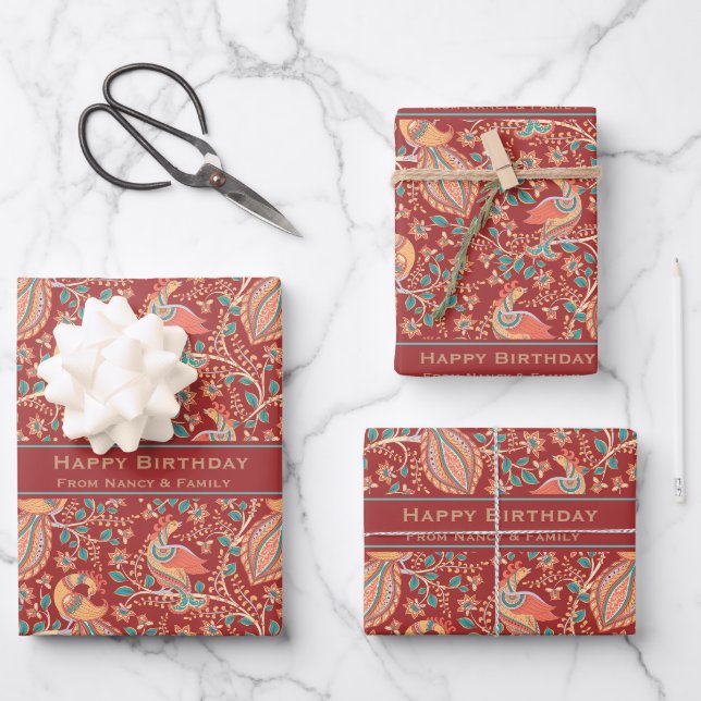 Kalamkari custom greeting wrapping paper sheets (Front)