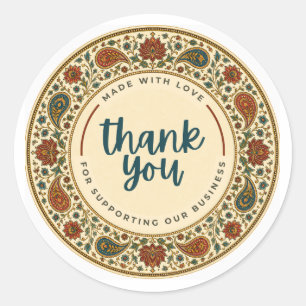 Kalamkari Thank You Sticker Indian Floral Art