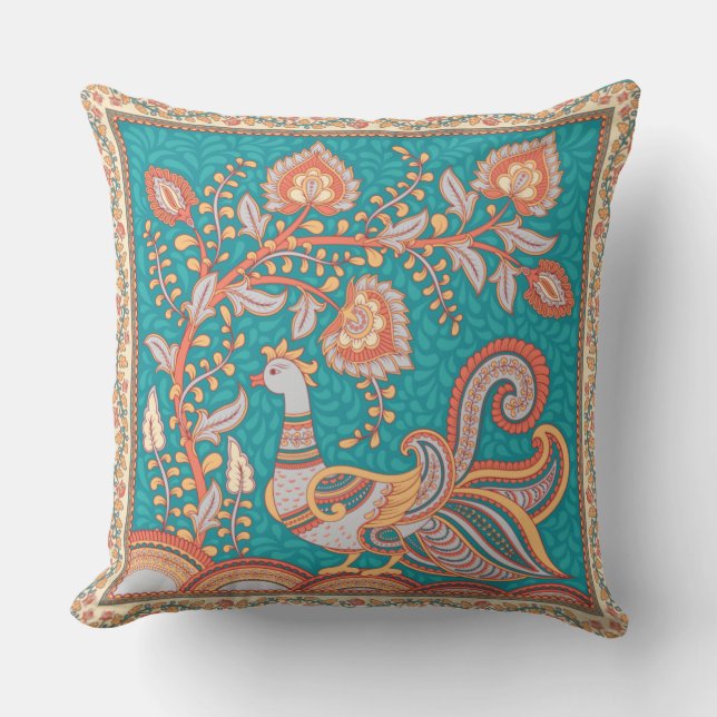 Kalamkari Throw Pillow (Front)