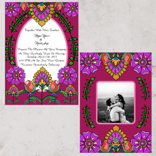 Kalamkari Wedding Flowers Invitation