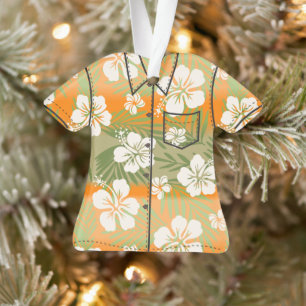 Kalani Tie Dye Blend Tropical Hibiscus Aloha Shirt Ornament