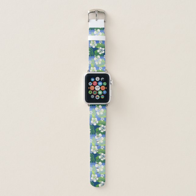 Kalani Tie Dye Blend Tropical Hibiscus - Blue Apple Watch Band (Front)