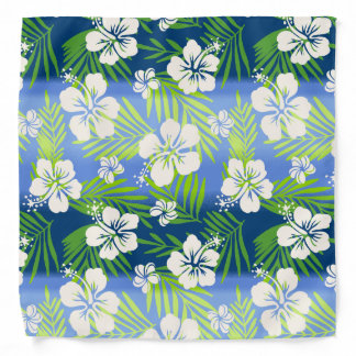 Kalani Tie Dye Blend Tropical Hibiscus - Blue Bandana
