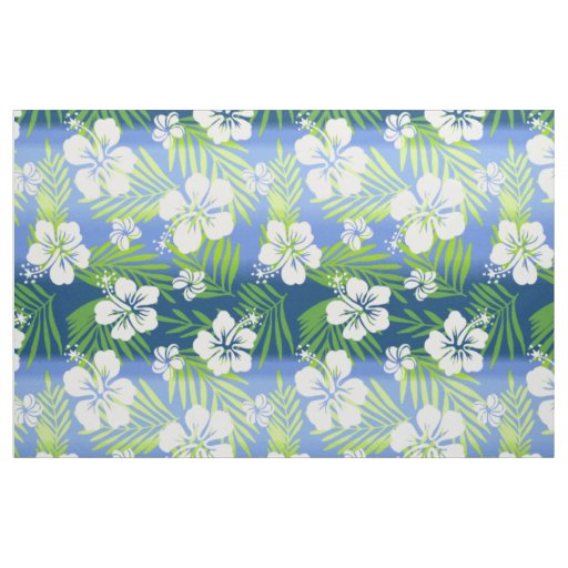 Kalani Tie Dye Blend Tropical Hibiscus - Blue Fabric