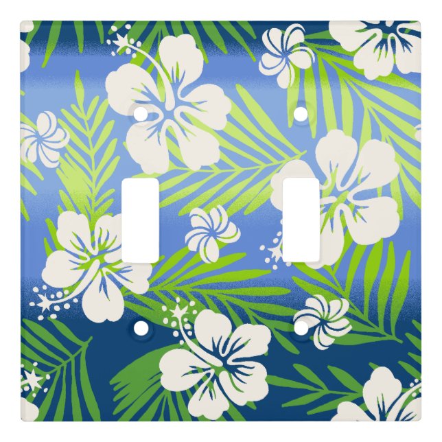 Kalani Tie Dye Blend Tropical Hibiscus - Blue Light Switch Cover (Front)