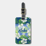 Kalani Tie Dye Blend Tropical Hibiscus - Blue Luggage Tag at Zazzle