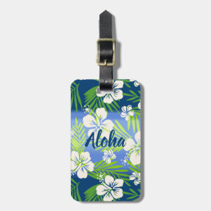 Kalani Tie Dye Blend Tropical Hibiscus - Blue Luggage Tag