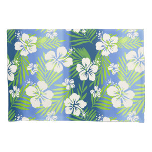 Kalani Tie Dye Blend Tropical Hibiscus - Blue Pillow Case