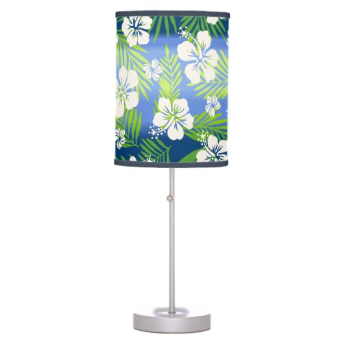 Kalani Tie Dye Blend Tropical Hibiscus _ Blue Table Lamp