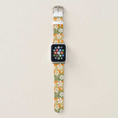 Kalani Tie Dye Blend Tropical Hibiscus _ Orange Apple Watch Band