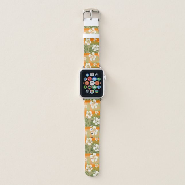 Kalani Tie Dye Blend Tropical Hibiscus - Orange Apple Watch Band (Front)