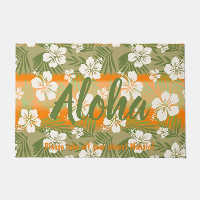 Kalani Tie Dye Blend Tropical Hibiscus - Orange Doormat (Front)