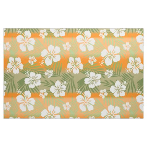 Kalani Tie Dye Blend Tropical Hibiscus - Orange Fabric