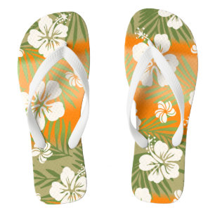 Kalani Tie Dye Blend Tropical Hibiscus - Orange Flip Flops