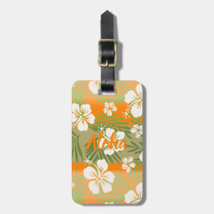 Kalani Tie Dye Blend Tropical Hibiscus - Orange Luggage Tag