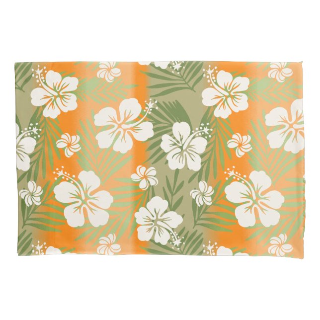 Kalani Tie Dye Blend Tropical Hibiscus - Orange Pillow Case (Front)