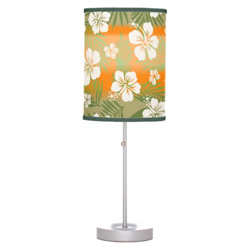 Kalani Tie Dye Blend Tropical Hibiscus _ Orange Table Lamp
