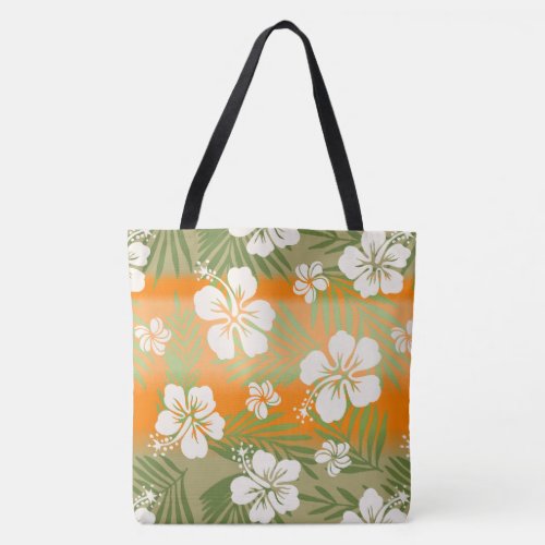 Kalani Tie Dye Blend Tropical Hibiscus _ Orange Tote Bag